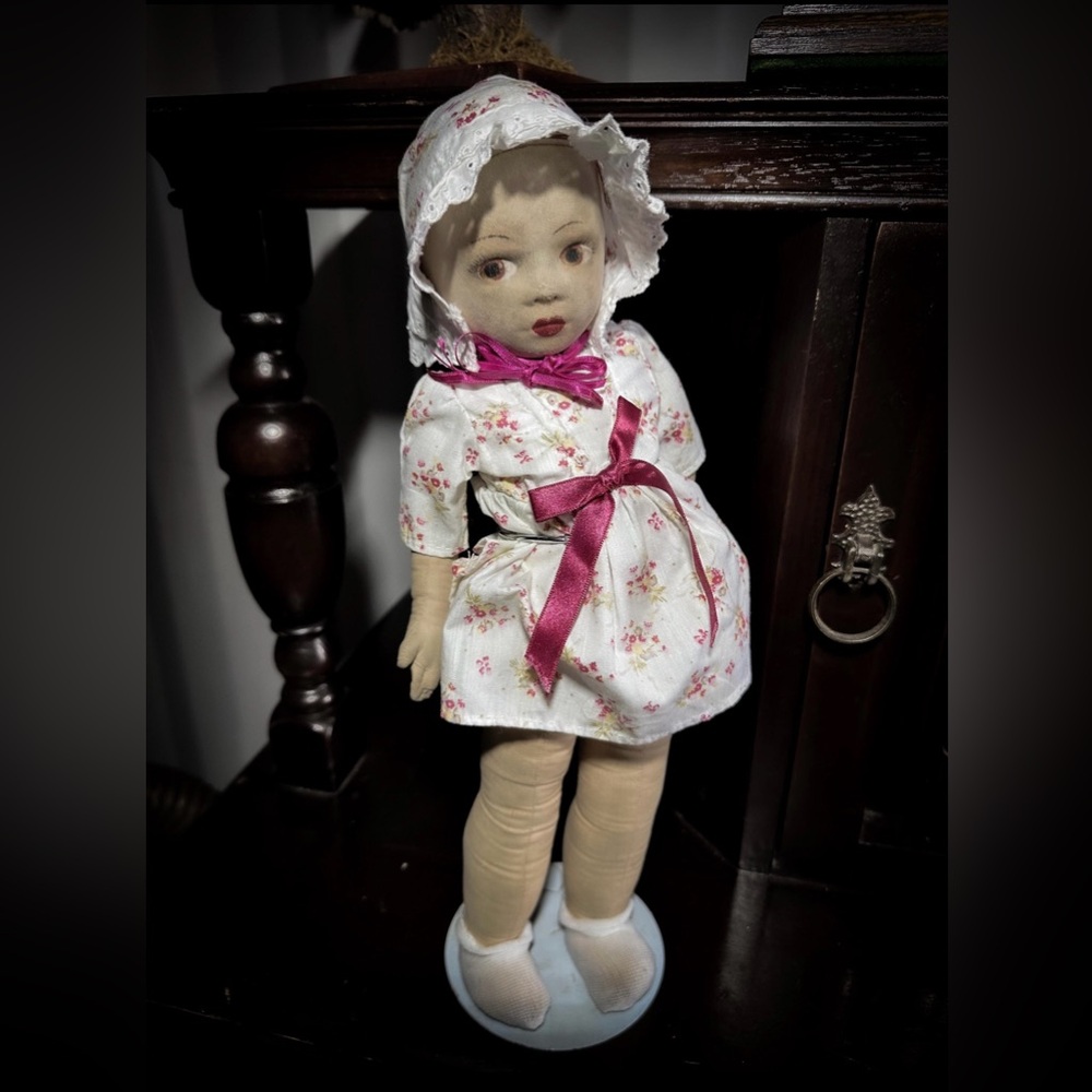 Antique Vintage 1930's Chad Valley Cloth Doll w/ Original Foot Tag